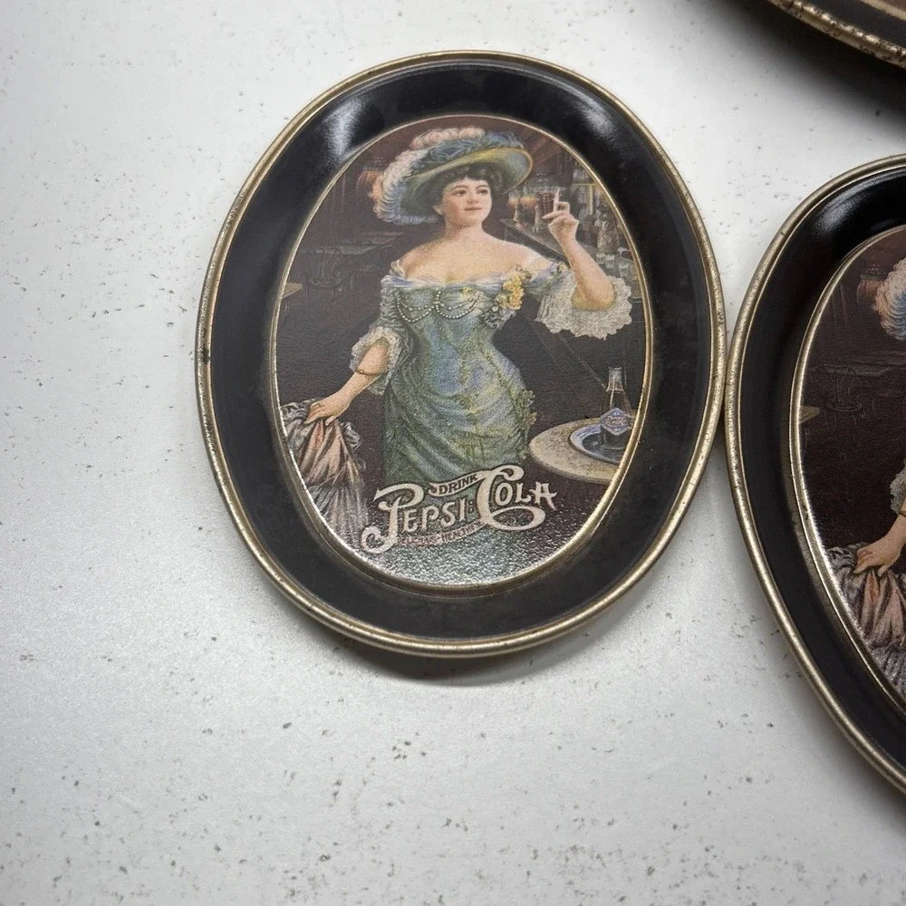 Vintage‎ Pepsi-Cola Advertising Tray Set 1 Large 4 Small Soda Collectible